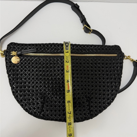 Clare V. Grande Rattan Woven Leather Belt Bag Crossbody Shoulder Bag Black - Picture 15 of 16